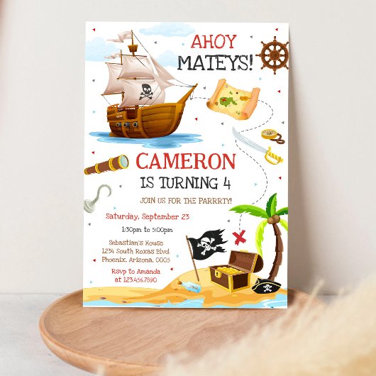 海賊少年 誕生日招待状 "Ahoy Mateys" 招待状