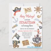 海賊少年 誕生日 インビテーションカード Ahoy Mateys 招待状 (正面)