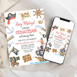 海賊少年 誕生日 インビテーションカード Ahoy Mateys 招待状