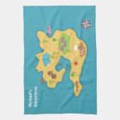 海賊島冒険の男の子の宝の地図 キッチンタオル (縦)