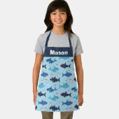 海賊帽おもしろいをかぶった可愛いサメ エプロン (インサイチュ)