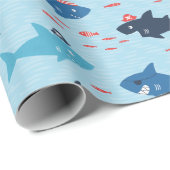 海賊帽おもしろいをかぶった可愛いサメ ラッピングペーパー (ロールコーナー)
