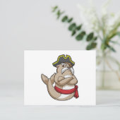 海賊帽をかぶった海賊のトド ポストカード (スタンド正面)