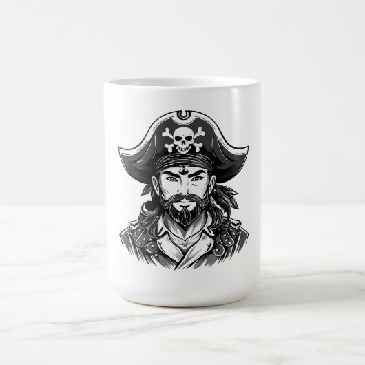 海賊帽子+眼帯+熊の海賊の頭 コーヒーマグカップ (中央)