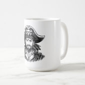 海賊帽子+眼帯+熊の海賊の頭 コーヒーマグカップ (正面右)