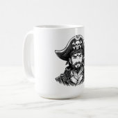 海賊帽子+眼帯+熊の海賊の頭 コーヒーマグカップ (正面左)