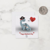 海賊恐竜バレンタインデーのカード ノートカード (正面/裏面インサイチュ)