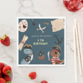 海賊恐竜パーティー動物子供の誕生日 スタンダードランチョンナプキン (インサイチュ)