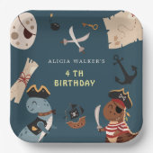 海賊恐竜パーティー動物子供の誕生日 ペーパープレート (正面)