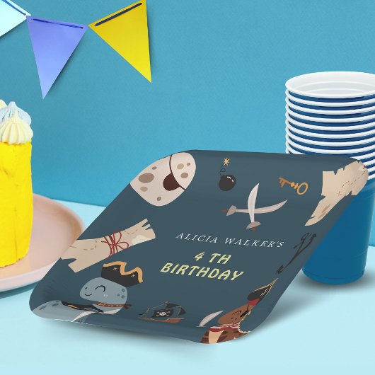 海賊恐竜パーティー動物子供の誕生日 ペーパープレート