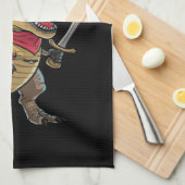 海賊恐竜Tレックス面白いハロウィーンの衣装 キッチンタオル (四つ折り)