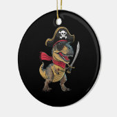 海賊恐竜Tレックス面白いハロウィーンの衣装 セラミックオーナメント (左)