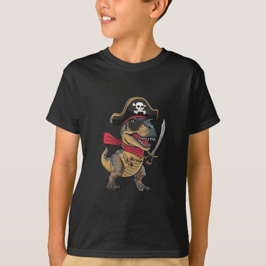 海賊恐竜T-レックス 楽しいハロウィンコスチューム Tシャツ (正面)