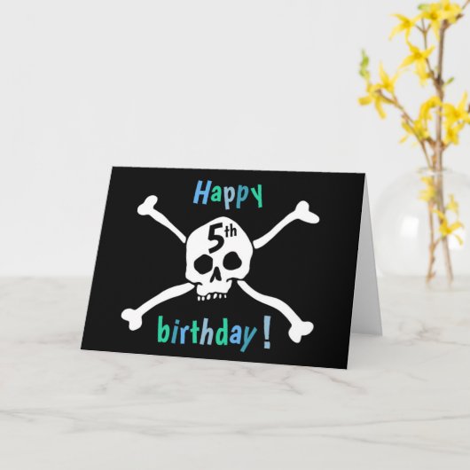 海賊愛好家のためのハッピーファイブ誕生日カード カード (黄色い花)