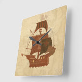 海賊探偵船 スクエア壁時計 (傾斜)