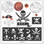 海賊旗とアンティーク海賊の宝石図 シール (シート)