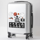 海賊旗とアンティーク海賊の宝石図 シール (スーツケース)