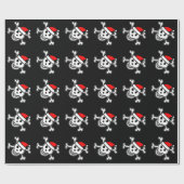 海賊旗のクリスマスの包装紙|サンタのスカル ラッピングペーパー (フラット)