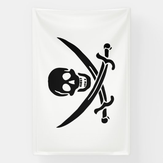 海賊旗のスカルが剣を渡り 横断幕 (縦)