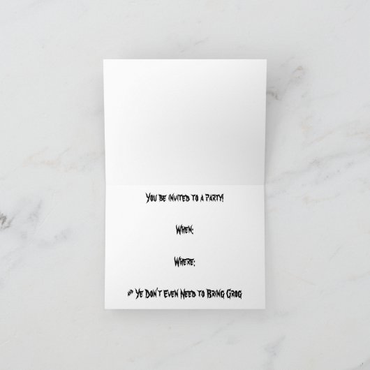 海賊旗のパーティの招待状 招待状 (内部)