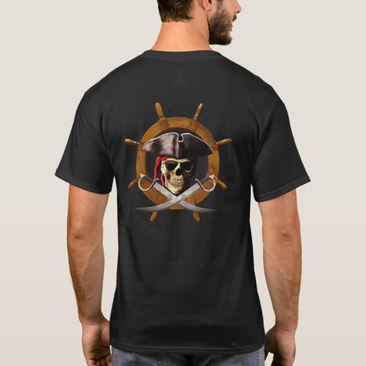 海賊旗の海賊車輪 Tシャツ (裏面)