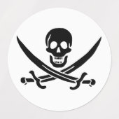 海賊旗 ドクロ 交差した剣 ラベル (デザイン1)