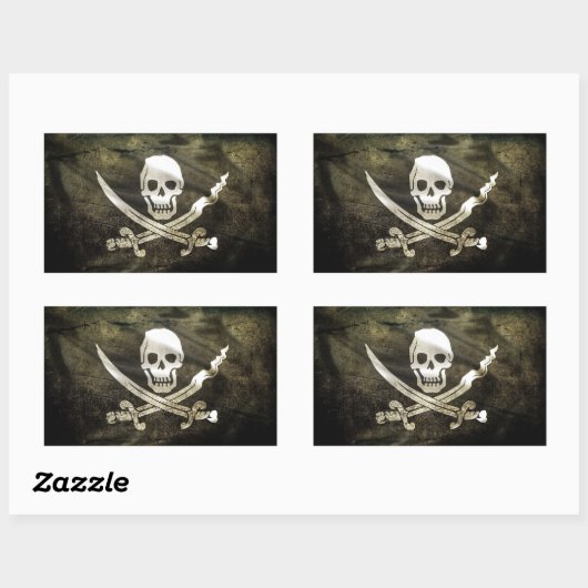 海賊旗 長方形シール (シート)