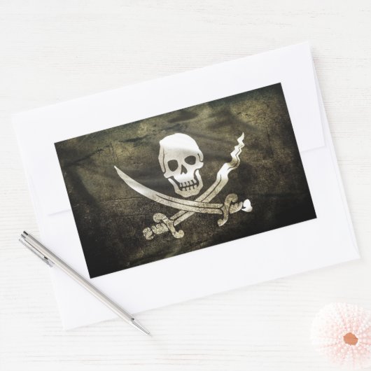 海賊旗 長方形シール (封筒)