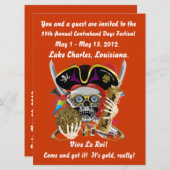 海賊日ズルイジアナ州チャールズ湖。30色 招待状 (正面/裏面)