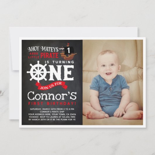 海賊最初の誕生日招待状と写真 招待状 (正面)