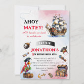 海賊水彩誕生日パーティー 招待状 (正面)