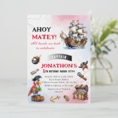 海賊水彩誕生日パーティー 招待状 (スタンド正面)