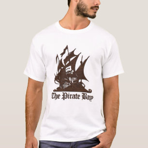 海賊湾のブラウンのロゴのティー Tシャツ
