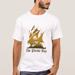 海賊湾のブラウンのロゴのティー Tシャツ
