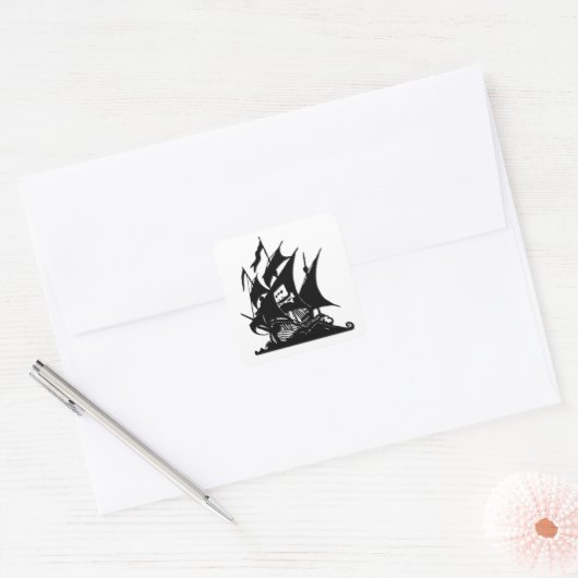 海賊湾のロゴの船 スクエアシール (封筒)