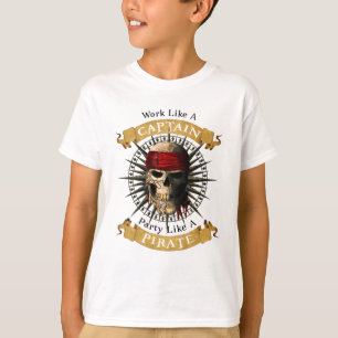 海賊版のパーティージョルのような船長のようにスカルする Tシャツ