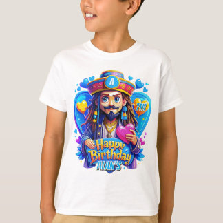 海賊版カラフル誕生日ギフトイラストレーション Tシャツ