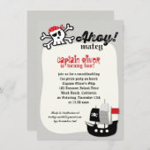 海賊版スカル&船舶子供の誕生日パーティー招待状 招待状 (正面/裏面)