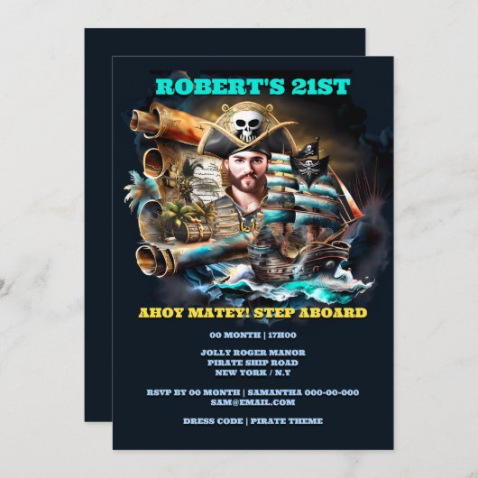 海賊版テーマ映画のハロウィーンテーマ 招待状 (正面/裏面)