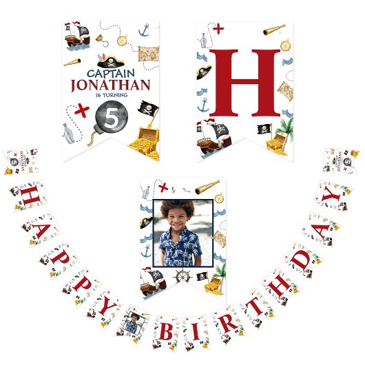 海賊版ハッピーバースデーパーティー バンティングフラッグ