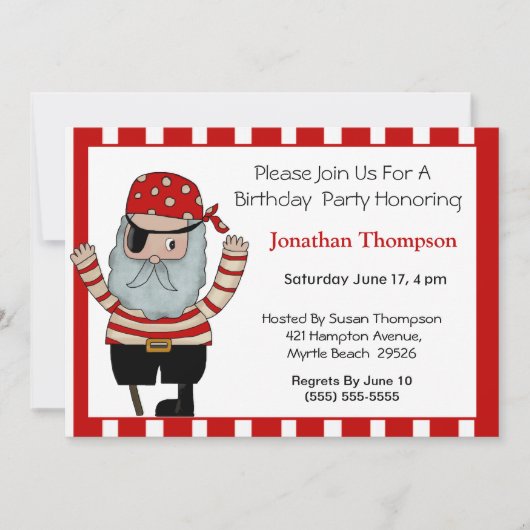 海賊版誕生日招待状 招待状 (正面)