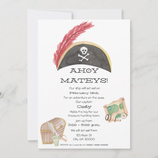 海賊版誕生日招待状（水彩） 招待状 (正面)