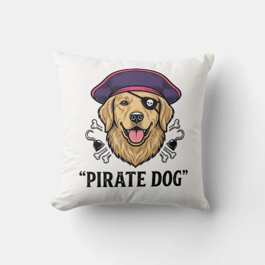 海賊犬ビンテージ彫刻Tシャツデザイン1 クッション (正面)