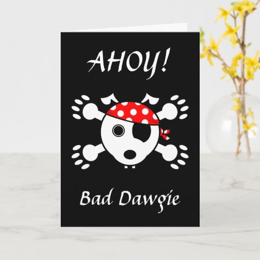 海賊犬誕生日 カード (黄色い花)