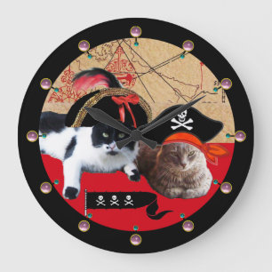 海賊猫とアンティークの宝地図 ラージ壁時計