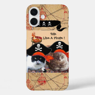 海賊猫アンティーク海賊の宝石図と旗 iPhone 16 PLUSケース