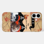 海賊猫アンティーク海賊の宝石図と旗 Case-Mate iPhoneケース (裏面 (横))