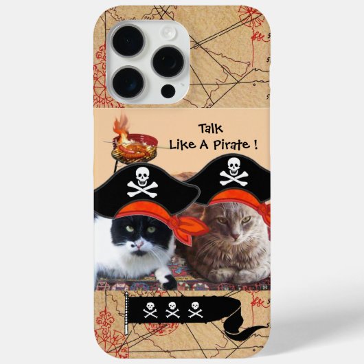 海賊猫アンティーク海賊の宝石図と旗 Case-Mate iPhoneケース (裏面)