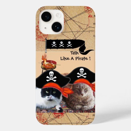 海賊猫アンティーク海賊の宝石図と旗 Case-Mate iPhoneケース (裏面)