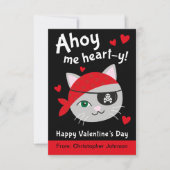 海賊猫クラスルームのバレンタイン子供へカード 招待状 (正面)